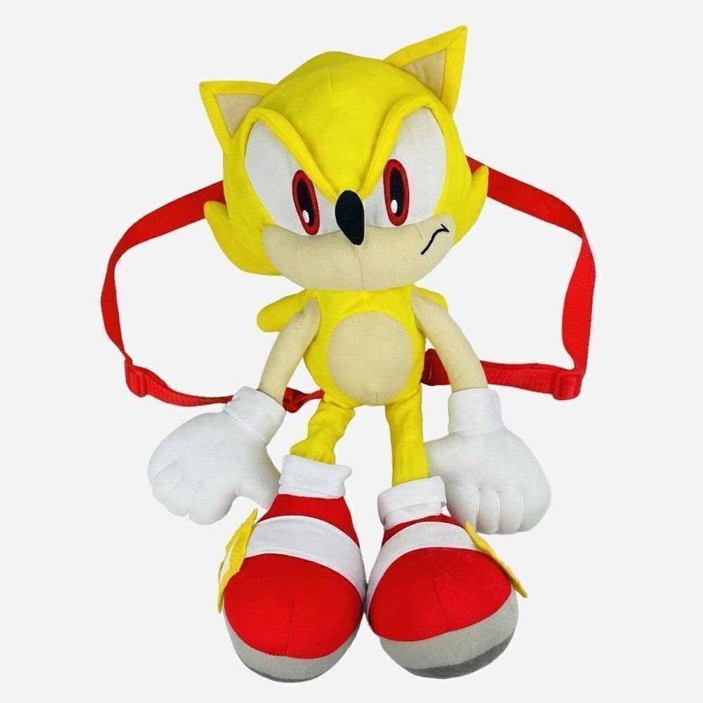 2021 Sega Super Sonic the Hedgehog Yellow 22" Plush Backpack Video Game Merch